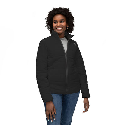 Vellero Women’s Puffer Jacket (Dark) | White quilted outerwear